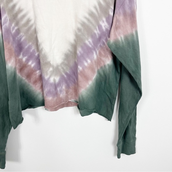 Daydreamer Dusty Rose Tie Dye Crewneck Long Sleeve Crop Tee - Picture 4 of 9